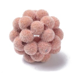 Flocky Resin Woven Beads, Cluster Ball Beads, Round, Light Coral, 16.5mm, Hole: 2.5mm(RESI-F025-01A)