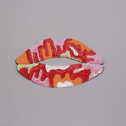 Lip Computerized Embroidery Cloth Iron On Patches, with Paillette, Costume Accessories, Appliques, Colorful, 115x178x1mm(FIND-WH0094-16A-02)