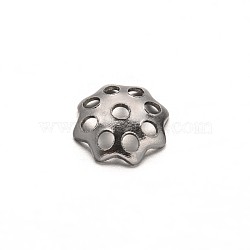 Tarnish Resistant Multi-Petal Flower 304 Stainless Steel Bead Caps, Stainless Steel Color, 5x2mm, Hole: 1mm(STAS-E103-12A)