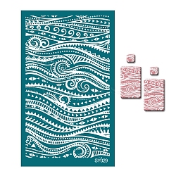 Polyester Silk Screen Printing Stencil, Reusable Polymer Clay Silkscreen Tool, for DIY Polymer Clay Earrings Making, Wave, 15x9cm(PW-WG83175-22)