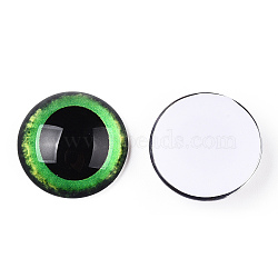 Glass Cabochons, Half Round with Eye, Medium Sea Green, 20x6.5mm(GGLA-T004-04K)
