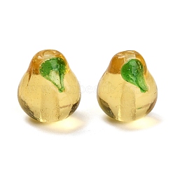 Handmade Lampwork Beads, Pear, Gold, 11.5-12x12-13mm, Hole: 1.4mm(LAMP-I028-05C)