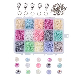 DIY Jewelry Sets, with Glass Seed Beads and Metal Findings, Mixed Color, 3~3.5mm, about 7770pcs/box(DIY-JP0005-37B)