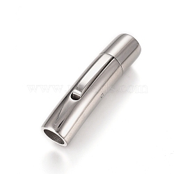 304 Stainless Steel Bayonet Clasps, Tube, Stainless Steel Color, 30x7x8.7mm, Hole: 5mm(STAS-L238-004B-P)