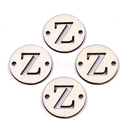 Unfinished Natural Poplar Wood Links Connectors, Laser Cut, Flat Round with Word, Letter.Z, 29.5x2.5mm, Hole: 2.5mm(WOOD-S045-140B-01Z)