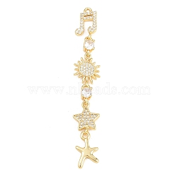 Brass Micro Pave Cubic Zirconia Big Pendants, Golden, Musical Note, 66x11x4.5mm, Hole: 1.4mm(KK-A297-04C-G)