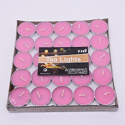 Paraffin Candles, Scented Candles, Flat Round Shape, Party Accessories, Pearl Pink, 35mm, 50pcs/box(DIY-WH0196-04A)