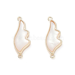 Natural Shell Connector Charms, Wing Links with Rack Plating Brass Findings, Long-Lasting Plated, Real 18K Gold Plated, 27x9.5x3mm, Hole: 1.2mm(KK-A183-33G)