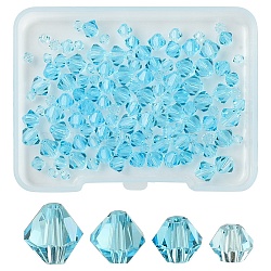 120Pcs 4 Styles Imitation Austrian Crystal Beads, Grade AAA, Faceted, Bicone, Cyan, 3x3mm, Hole: 0.7~0.9mm, 30pcs/style(SWAR-YW0001-03)