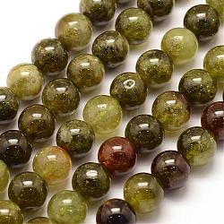 Natural Green Green Garnet Beads Strands, Andradite Beads, Round, 9mm, Hole: 1mm; about 42pcs/strand, 15.3 inches(39cm)(G-G661-9mm)