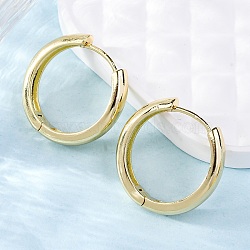 Brass Huggie Hoop Earrings, Long-Lasting Plated, Ring, Real 18K Gold Plated, 23~24.5x5mm, Pin: 0.8mm(EJEW-F260-01B-G)