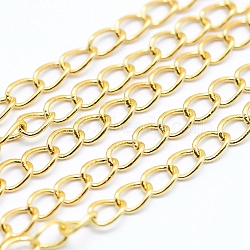 Brass Twisted Chains Curb Chains, Unwelded, Lead Free & Nickel Free & Cadmium Free, Long-Lasting Plated, Golden, Link: 3x2.5x0.5mm(CHC-L037-01G)