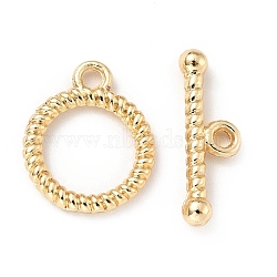 Rack Plating Brass Toggle Clasps, Cadmium Free & Lead Free, Long-Lasting Plated, Ring, Light Gold, Ring: 15.5x12.5x1.9mm, Hole: 1.8mm, Bar: 18x6x3mm, Hole: 1.6mm(KK-E034-04LG)