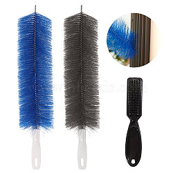 2Pcs 2 Colors Plastic & Nylon Brushes, Cleaning Tool, 1Pc Nylon Barber Blade Cleaning Brush, Mixed Color, 400x80mm, Hole: 19x5.5mm(TOOL-CA0001-35)