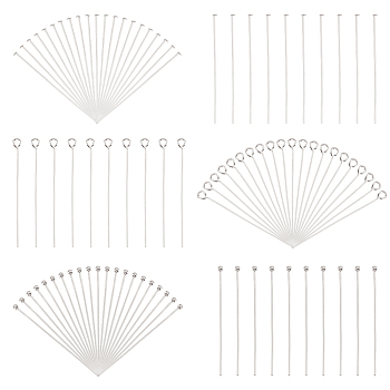 Elite 900Pcs 3 Styles 304 Stainless Steel Eye Pins, Head Pins and Ball Pins Sets, Stainless Steel Color, 21~24 Gauge, 40mm, Pin: 0.5~0.7mm, 300pcs/style