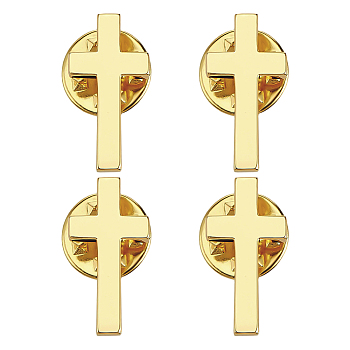 4Pcs Cross Alloy Lapel Pin Backs for Backpack Clothes, Golden, 20x10mm