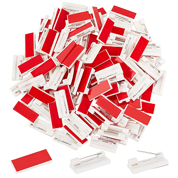 Elite 120Pcs Plastic Brooch Findings, Adhesive Back Bar Pins with Iron Pins, White, 12x30x6mm