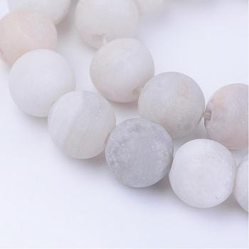 Natural Agate Beads Strands, Frosted, Round, Dyed, 10~10.5mm, Hole: 1.2mm, about 36pcs/strand, 15.5 inch