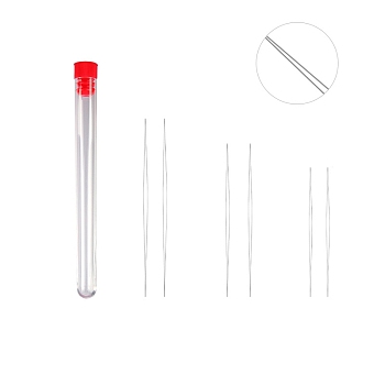 Stainless Steel Collapsible Big Eye Beading Needles, Seed Bead Needle, with Storage Tube, Red, 45~108x13mm, 7pcs/set