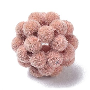 Flocky Resin Woven Beads, Cluster Ball Beads, Round, Light Coral, 16.5mm, Hole: 2.5mm