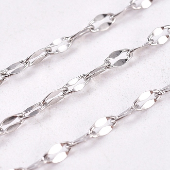 Stainless Steel Dapped Chains, Soldered, with Spool, Stainless Steel Color, Link: 3.5x1.5x0.3mm