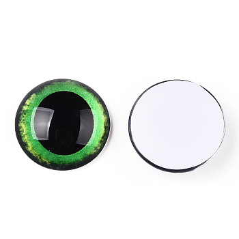 Glass Cabochons, Half Round with Eye, Medium Sea Green, 20x6.5mm