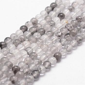 Natural Cloudy Quartz Beads Strands, Round, 4mm, Hole: 1mm, about 98pcs/strand, 15 inch