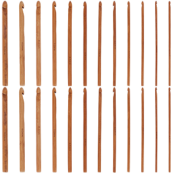 24Pcs Carbonized Bamboo Knitting Needles, Crochet HooksKnitting Needles, Saddle Brown, 15cm