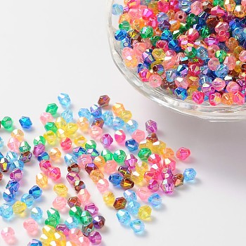 Bicone AB Color Plated Eco-Friendly Transparent Acrylic Beads, Mixed Color, 6x6mm, Hole: 1mm, about 6250pcs/500g