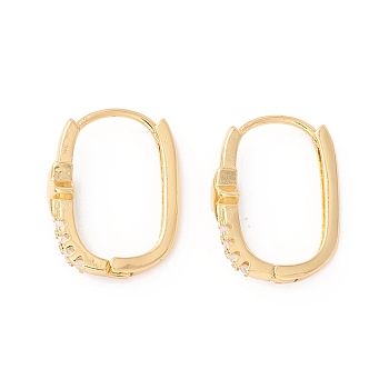 Star Cubic Zirconia Huggie Hoop Earrings, Real 18K Gold Plated Rectangle Hoop Earrings for Girl Women, Clear, 18x14x6mm, Pin: 1mm