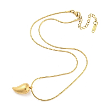 304 Stainless Steel Pendant Necklaces for Women, Teardrop, Golden, 15.91 inch(40.4cm)