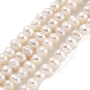 Natural Cultured Freshwater Pearl Beads Strands, Potato, PapayaWhip, 3~4mm, Hole: 0.5mm, about 44~53pcs/strand, 6.69~7.28 inch(17~18.5cm)