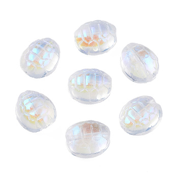 Transparent Electroplate Glass Beads, AB Color Plated, Turtle Shell Shape, Clear AB, 12x11x7mm, Hole: 1mm