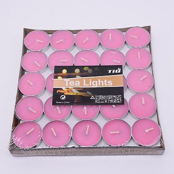Paraffin Candles, Scented Candles, Flat Round Shape, Party Accessories, Pearl Pink, 35mm, 50pcs/box