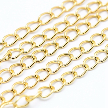 Brass Twisted Chains Curb Chains, Unwelded, Lead Free & Nickel Free & Cadmium Free, Long-Lasting Plated, Golden, Link: 3x2.5x0.5mm