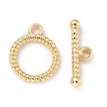 Rack Plating Brass Toggle Clasps, Cadmium Free & Lead Free, Long-Lasting Plated, Ring, Light Gold, Ring: 15.5x12.5x1.9mm, Hole: 1.8mm, Bar: 18x6x3mm, Hole: 1.6mm