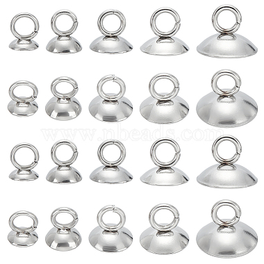 30Pcs 5 Styles 201 Stainless Steel Bead Cap Pendant Bails(STAS-LP0001-24)-1