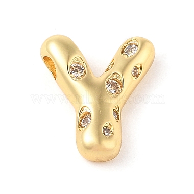 Real 18K Gold Plated Clear Letter Y Brass+Cubic Zirconia Pendants
