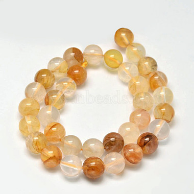 Brins de perles rondes de quartz hématoïde jaune naturel(G-F266-09-8mm)-2
