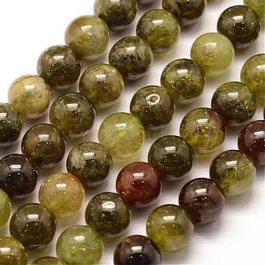 9mm Green Round Garnet Beads