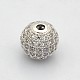 CZ Brass Micro Pave Grade AAA Clear Color Cubic Zirconia Round Beads(KK-O065-6mm-05P-NR)-1