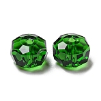 Transparent K9 Glass Beads, Faceted, Rondelle, Med.Emerald, 6x4mm, Hole: 1.2mm(GLAA-E048-02-19)