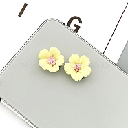 Resin Cabochons, DIY for Earrings & Bobby pin Accessories, Flower, Yellow, 20x20mm(RESI-CJC0007-07D)