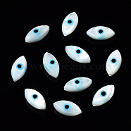 Natural White Shell Mother of Pearl Shell Beads, with Synthetic Turquoise, Horse Eyes, Light Sky Blue, 8x4x3mm, Hole: 0.8mm(SHEL-N026-157)
