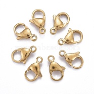 Ion Plating(IP) 304 Stainless Steel Lobster Claw Clasps, Parrot Trigger Clasps, Real 18k Gold Plated, 11x7x3mm, Hole: 1.5mm(STAS-H353-C-02G)