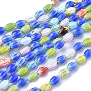 Oval Handmade Millefiori Glass Beads Strands, Mixed Color, 8x6mm, Hole: 0.5mm, about 40pcs/strand, 15.3 inch(LK-R004-85)
