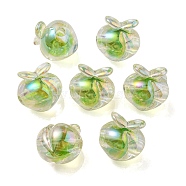 UV Plating Rainbow Iridescent Acrylic Beads, Two Tone Bead in Bead, Peach, Lawn Green, 18x17.5x16mm, Hole: 3.5mm(OACR-F004-02D)