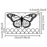  8-Position Wood Embroidery Thread Storage Trays, Laser Cut Thread Spool Organizer Holder, with Swivel Clasp, Butterfly, 100x60x3mm, Hole: 10mm(TOOL-WH0056-028)