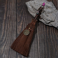 Natuarl Quartz Mini Witch Palm Broom Pendant Ornament, with Metal Accessories for Home Car Halloween Decor, Tree of Life, 100x25x290mm(PW-WG28213-05)