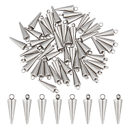50Pcs 303 Stainless Steel Charms, Spike/Cone Charm, Stainless Steel Color, 16x5mm, Hole: 2mm(STAS-UN0048-60)